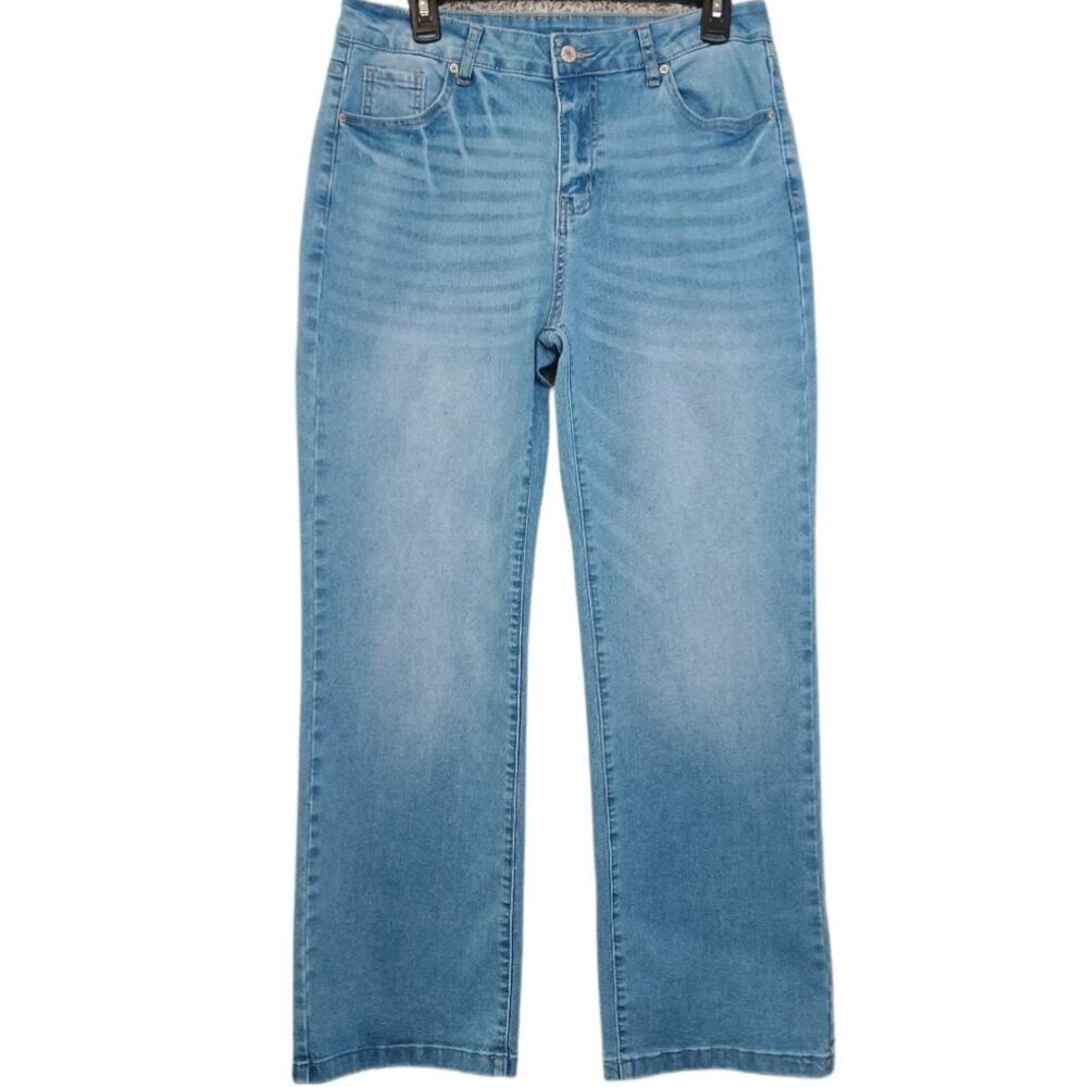 Sidefeel Women's High Rise Wide Leg Jeans Medium Wash Size 12
